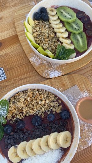 Cacao Bowl and Açaí Bowl (on top)  at Palmera in Tenerife
