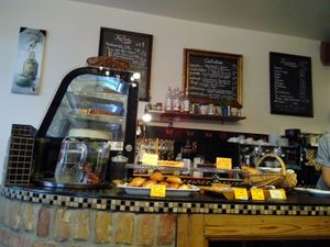 The counter with cakes to the left! at Frau Honig in Berlin