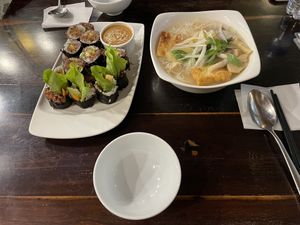 Every single one of the fishcakes in the soup was a treatt  at Shala Vegan House in Da Nang