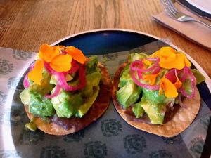 Avocado tostadas (ask for no cheese) at Mano de Santo - Buhaira in Sevilla