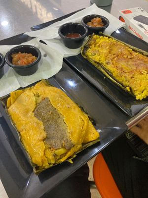 Masa and corn tamales at La Tamalera Vegetariana in Medellin