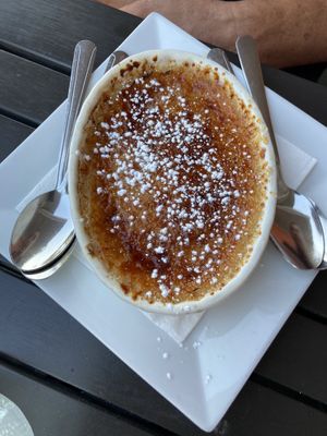 Coconut creme brûlée  at The Purple Elephant in Northport