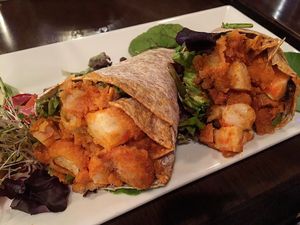 Vegan buffalo shrimp tacos at The Purple Elephant in Northport