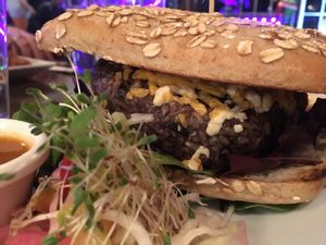 Rainforest burger - SUPERSIZED at The Purple Elephant in Northport