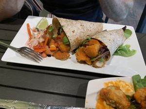 Vegan shrimp taco  at The Purple Elephant in Northport