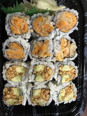 Sweet potato tempura and peanut avocado rolls  at Hokkaido in Mount Sinai