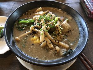 Miso ramen soup  at Chef's Kazoku in Pai