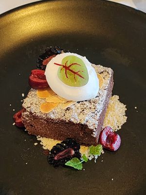 Chocolate and coconut fudge cake at Miss Amelie in Wodonga