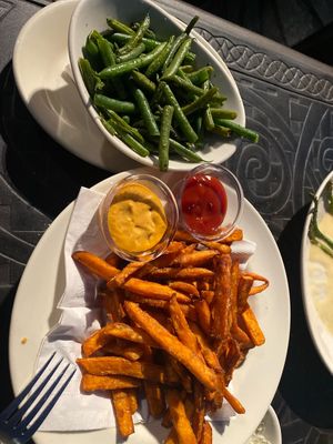 Delicious sweet potatoes fries   at The Cheesecake Factory in San Francisco