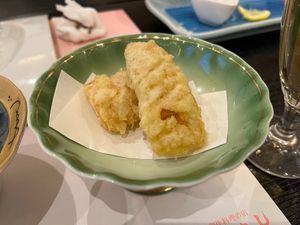 "Dakekimi" Sweet Corn Tempura - Part of the Vegan Full Course Meal Reserved in Advance at Kurayoshi in Kuroishi