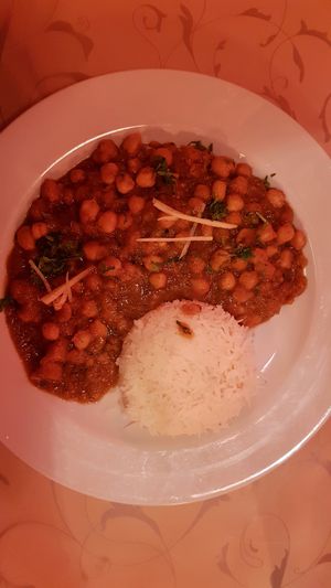 Vegan Chana Masala at Restaurant Taj Mahal in Salzburg