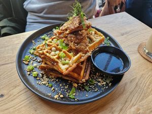 NoChicken Teriyaki Waffle at VRÜH - All Day Breakfast in Dortmund