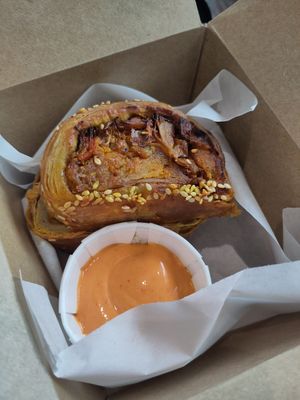 Spicy potato roll (vegan) at Next Door @ The Dock in Hull