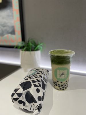 Vegan banh Mi and Piña Colada matcha boba #Veganuary at Banh and Boba in Chatswood