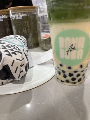 Piña Colada matcha extra boba #Veganuary at Banh and Boba in Chatswood