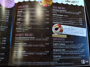 Karte mit markierten veganen Optionen at bei FRIDA Café & Catering in Grevenbroich