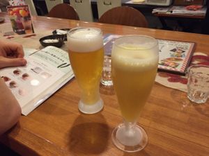 great beer and apple/lemon juice at Kobachi-ya in Tokyo