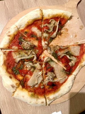 Пицца vegetarian с вишенками с веган песто и веган сыром  at Pizza Verde in Tbilisi
