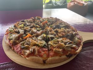 Best cheezless veg pizza ever!  at The Dreaming Tree in Phuket