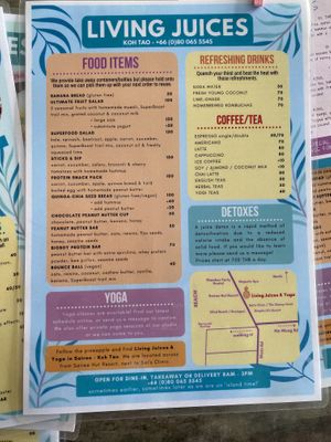 So close to being a vegan menu. But not, yet.  at Living Juices in Koh Tao