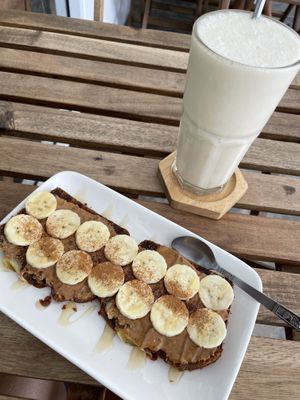 Loaded Banana Bread, Banana Protein Smoothie  at Living Juices in Koh Tao