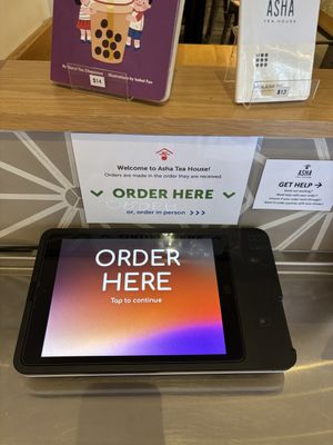 Order kiosk  at Asha Tea House in San Francisco