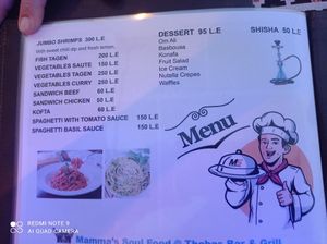 Menu at Thebes Bar And Grill in Luxor