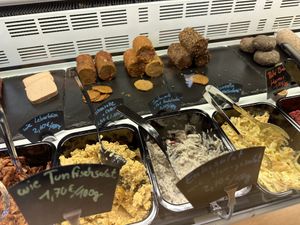 salads & 'sausages'  at Die Vegane Fleischerei in Dresden