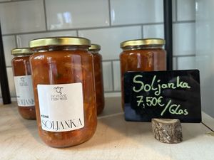 russian soljanka stew / soup  at Die Vegane Fleischerei in Dresden