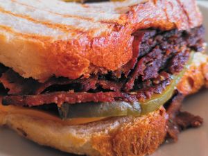 (Seitan-) Pastrami sandwich at Die Vegane Fleischerei in Dresden