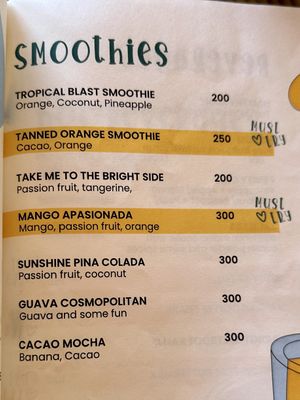 menu  at Hippie Paws in Mandrem