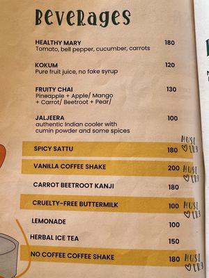 menu  at Hippie Paws in Mandrem