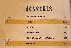 menu  at Hippie Paws in Mandrem