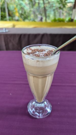 Cold coffee (coconut milk base) at Hippie Paws in Mandrem