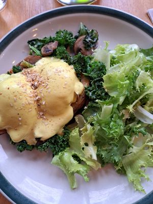 Eggs Benny at Nourish Kitchen & Cafe in Victoria