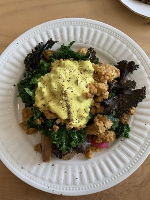 Vegan benny at Nourish Kitchen & Cafe in Victoria