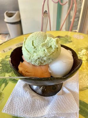 Basil, zapote, and guanabana 😍  at Gelateria Paradiso in Cartagena