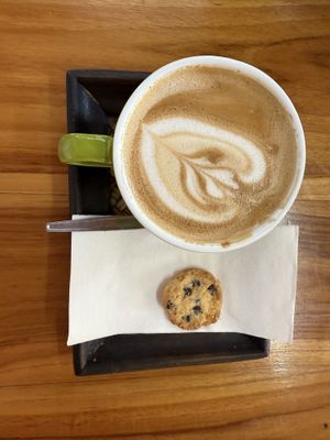 delicious oat milk coffee  at Vida Bakery Cafe in Pakxe