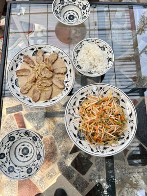 Tofu and ginger and salad   at Tam Coc Ngo Dong Homestay and Vegan Restaurant in Ninh Binh