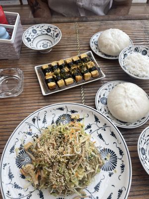 bao buns, nori tofu (flippin good!!) and cant remember but i think noodles hahah  at Tam Coc Ngo Dong Homestay and Vegan Restaurant in Ninh Binh