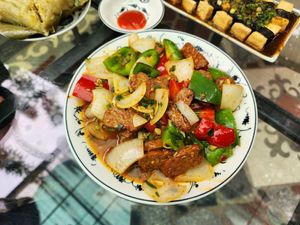 Stir fried tempeh at Tam Coc Ngo Dong Homestay and Vegan Restaurant in Ninh Binh