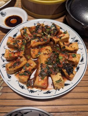 Tofu and tomato at Tam Coc Ngo Dong Homestay and Vegan Restaurant in Ninh Binh
