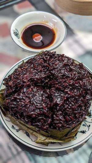 Organic brown rice banh chung at Tam Coc Ngo Dong Homestay and Vegan Restaurant in Ninh Binh