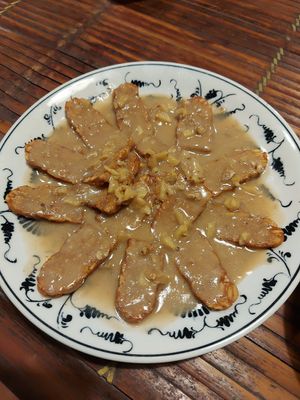 Tempe with ginger sauce at Tam Coc Ngo Dong Homestay and Vegan Restaurant in Ninh Binh