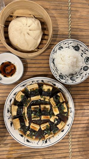 Steamed bun and tofu with seaweed  at Tam Coc Ngo Dong Homestay and Vegan Restaurant in Ninh Binh