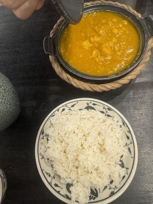 chickpea curry with rice  at Tam Coc Ngo Dong Homestay and Vegan Restaurant in Ninh Binh