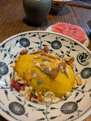 Overnight oats for breakfast at Tam Coc Ngo Dong Homestay and Vegan Restaurant in Ninh Binh