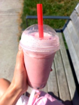 Strawberry bubble tea at ChuMinh Tofu and Veggie Deli in Seattle