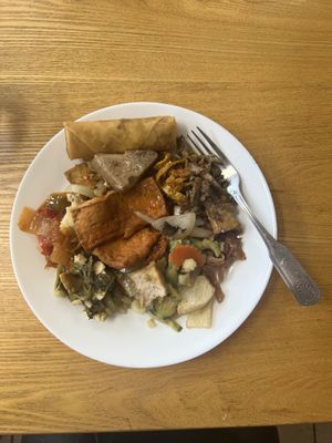 Buffet array at ChuMinh Tofu and Veggie Deli in Seattle