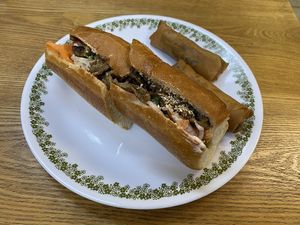 Sesame Beef Banh Mi at ChuMinh Tofu and Veggie Deli in Seattle